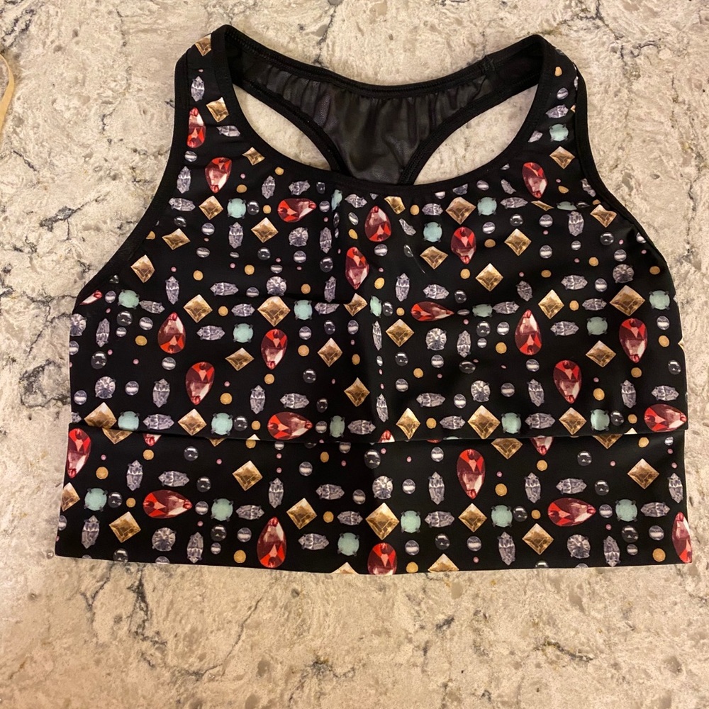 Victoria Sport Bra Black w/ Jewel